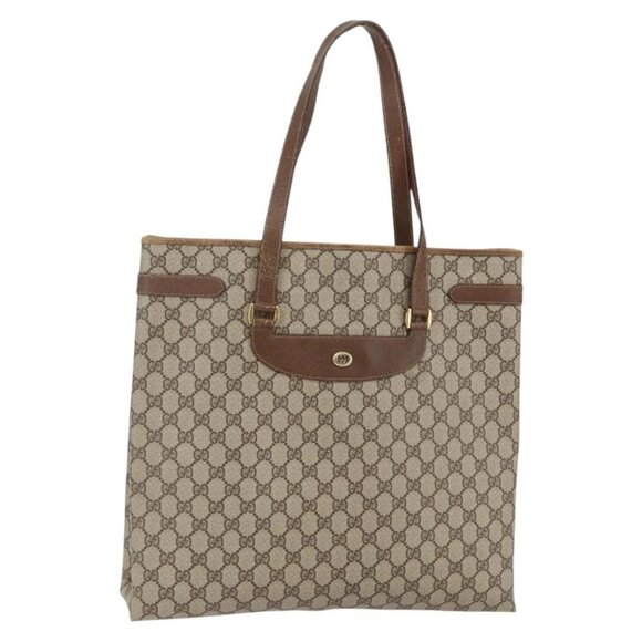 GUCCI GG Supreme Tote Bag PVC Beige Gold 39 02